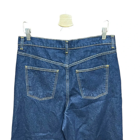 Zara Cropped ZW Premium Straight Leg Dark Wash Jeans Blue Size US 12 - Picture 7 of 12
